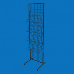 Торгова сітка-стійка 50х180 на 4 похилі кошики, кут нахилу 70 градусів, чорна