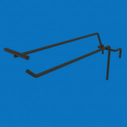 Гачок одинарний на торгову сітку з цінникотримачем 150 мм D4 мм, чорний