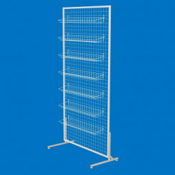 Стійка-сітка 100х180 з кошиками 85х15 (7 штук), біла