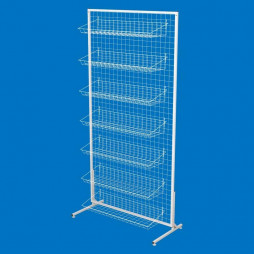 Стійка-сітка 100х200 з кошиками 85х25 (7 штук), біла