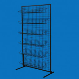 Стійка-сітка 100х180 з кошиками 85х25 (6 штук), чорна