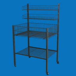 Акційний кошик на 2 полиці з колесами 80х135, чорний