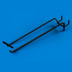 Гачок одинарний на перфорацію з цінникотримачем 200 мм D4 мм, чорний