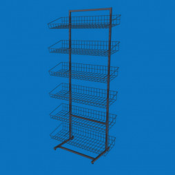 Сітчастий стелаж на 6 похилих кошиків «Ева-90», чорний